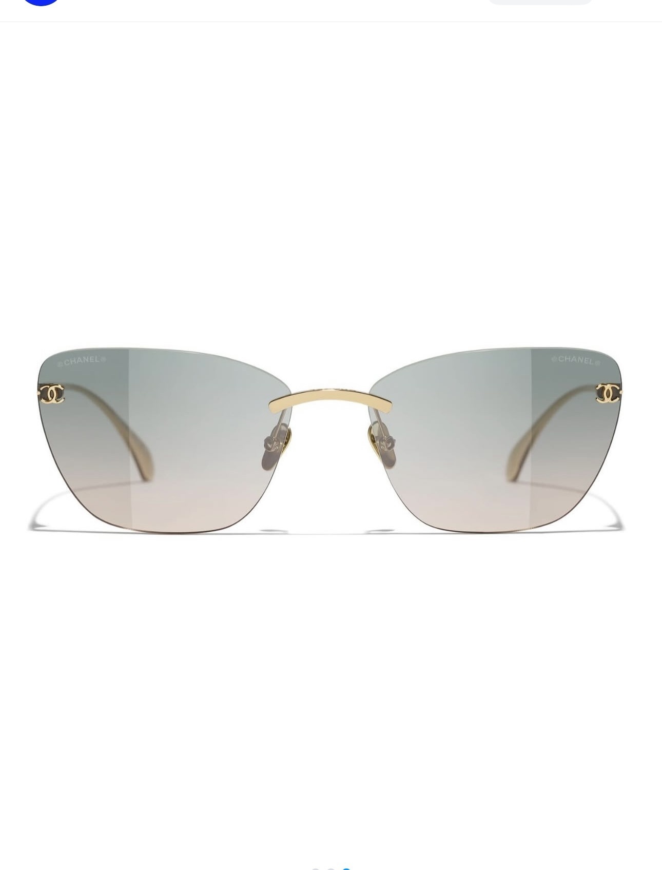 Chanel Rimless Pink Cat-Eye Sunglasses with Gold Hardware