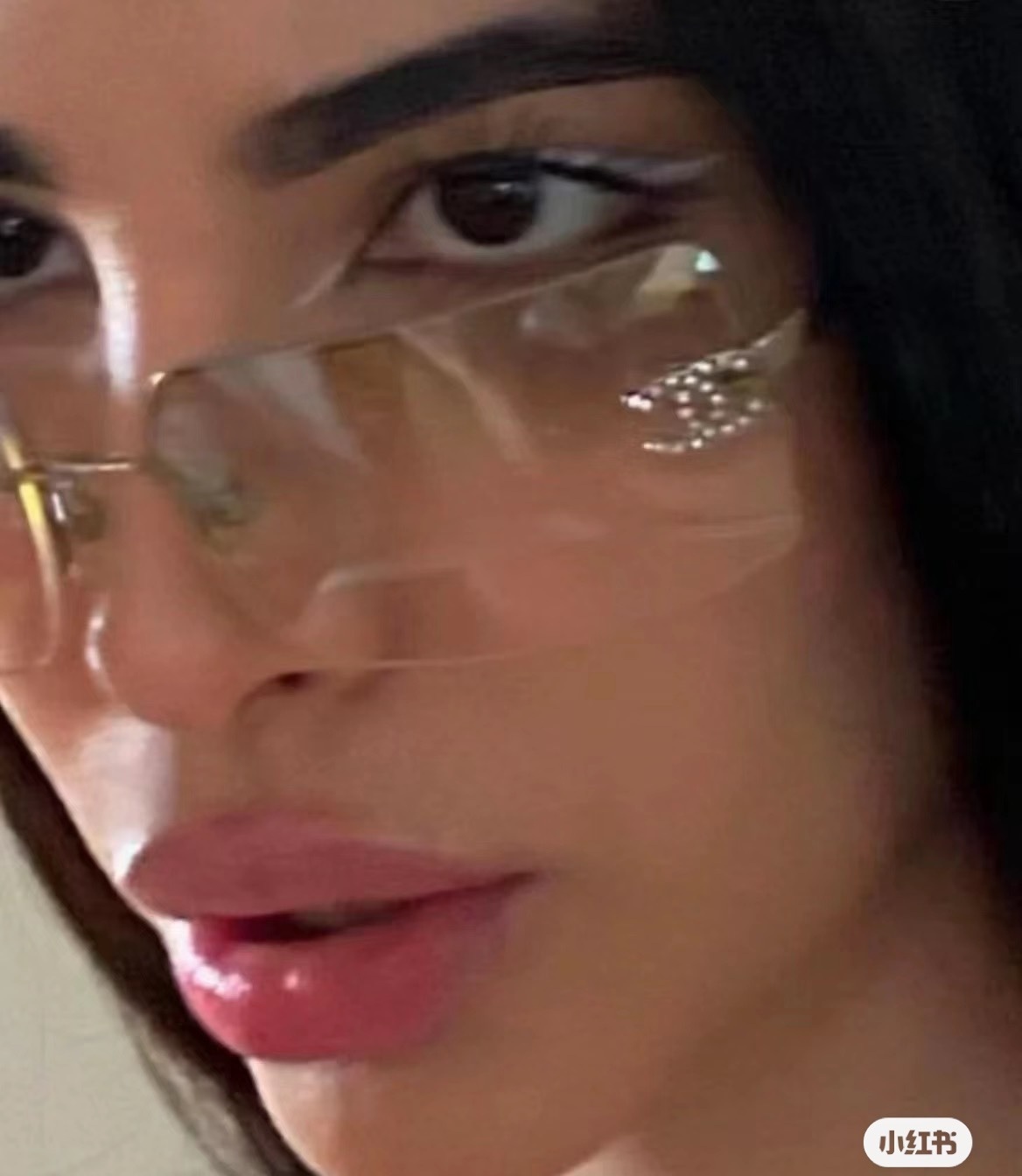 Luxury Rimless Rectangle Sunglasses with Crystal Logo Accents