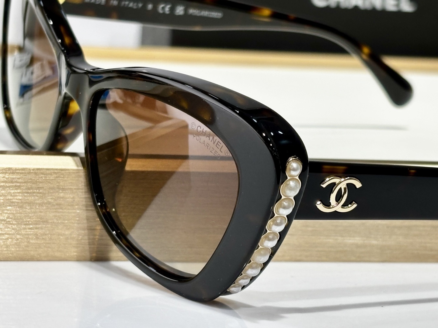 Chanel CH5481HA Polarized Tortoise Pearl Butterfly Sunglasses