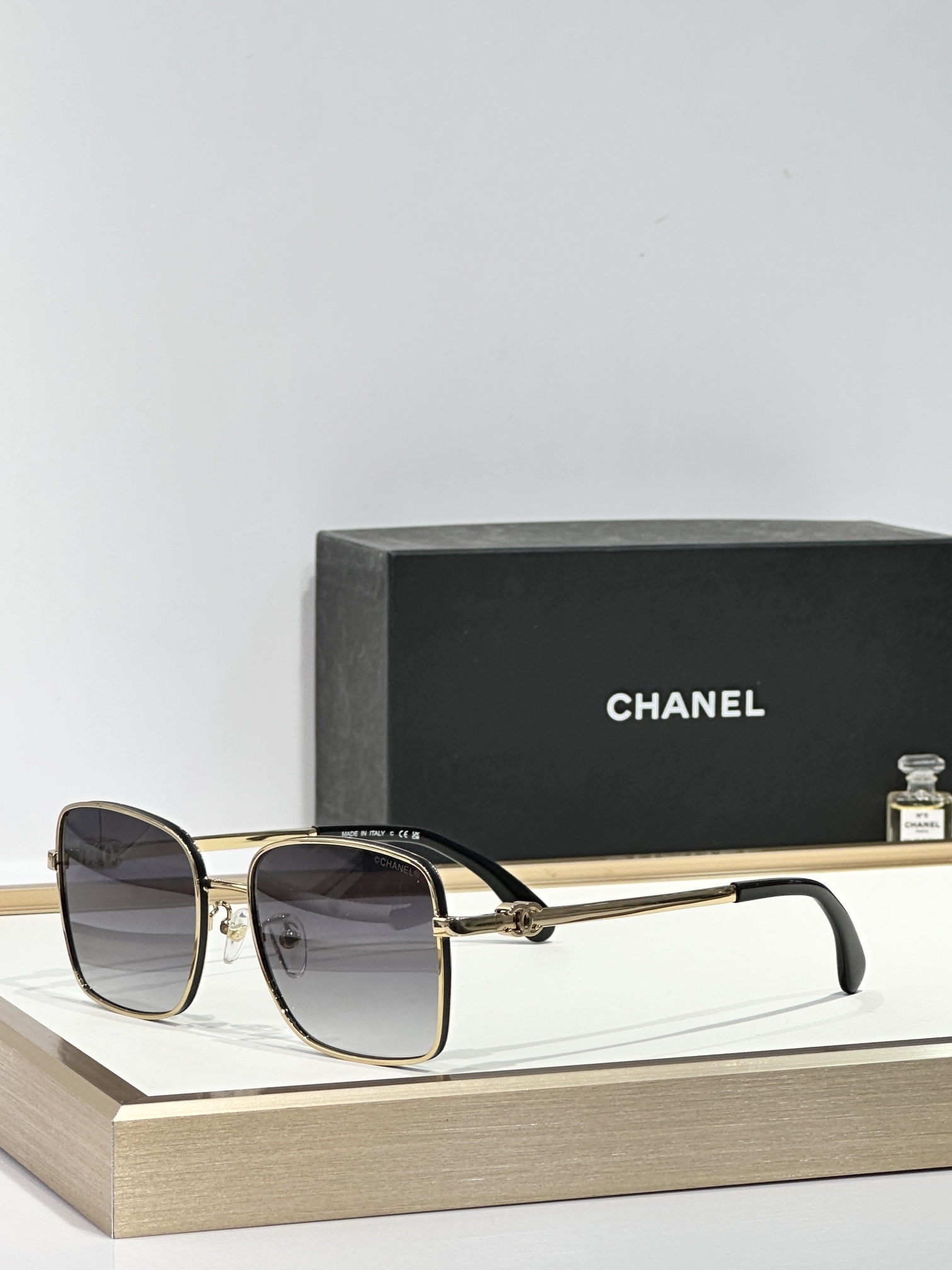 Chanel Gold-Frame Square Sunglasses – Gradient Lens