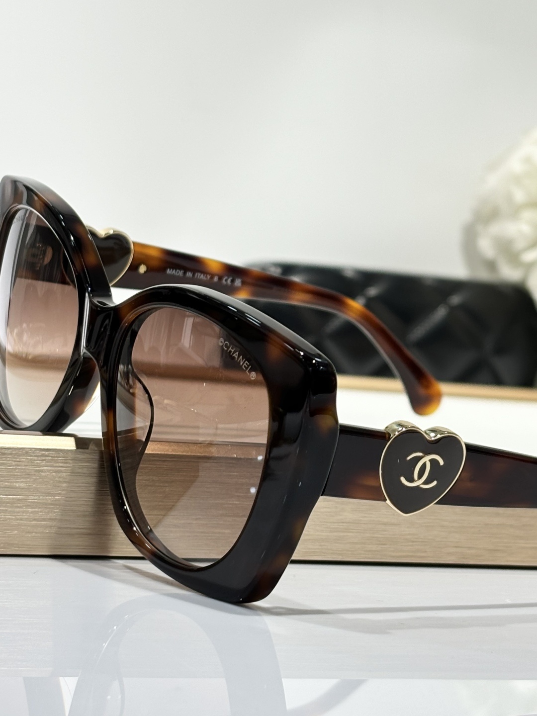Chanel 5519 Butterfly Tortoise Sunglasses with Heart CC Logo