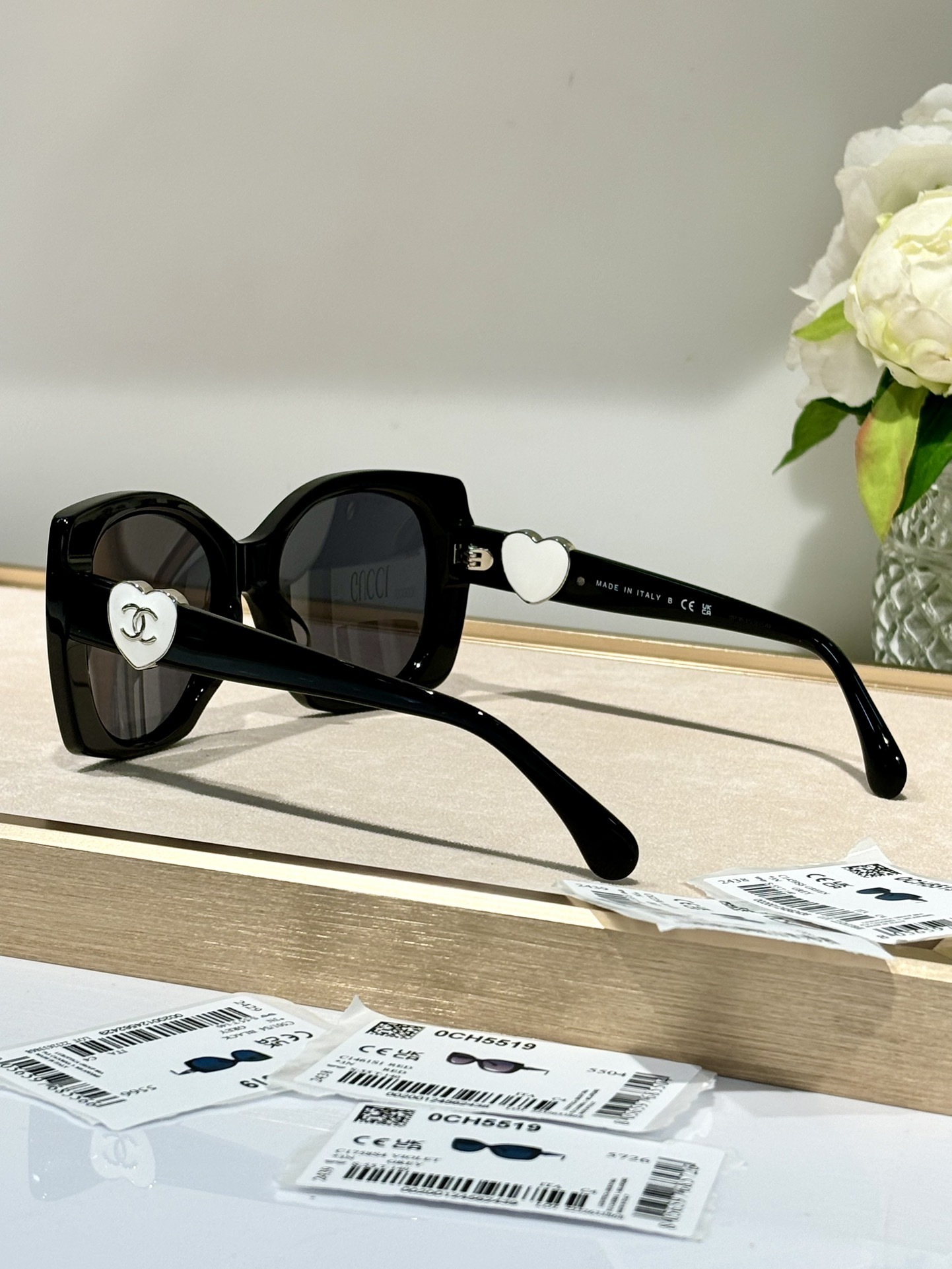 Chanel CH5519 Black Square Sunglasses with Heart CC Logo