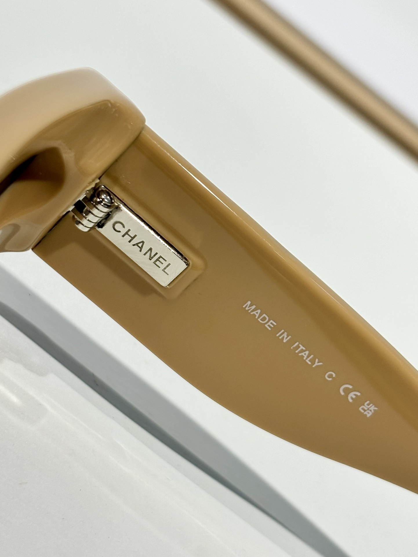 Chanel Black & Beige Shield Sunglasses with Large CC Logo