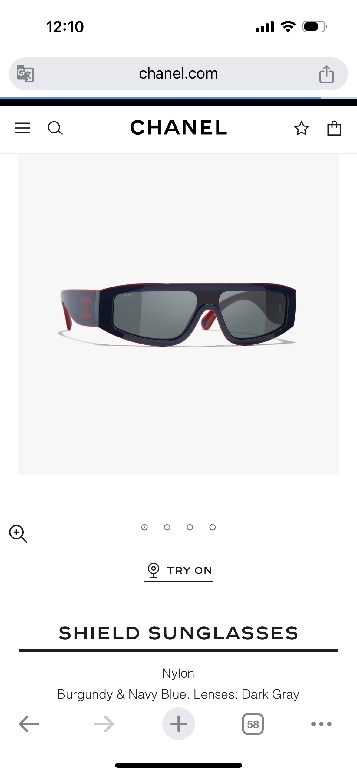 Chanel Burgundy Navy Shield Sunglasses – Dark Gray Lens