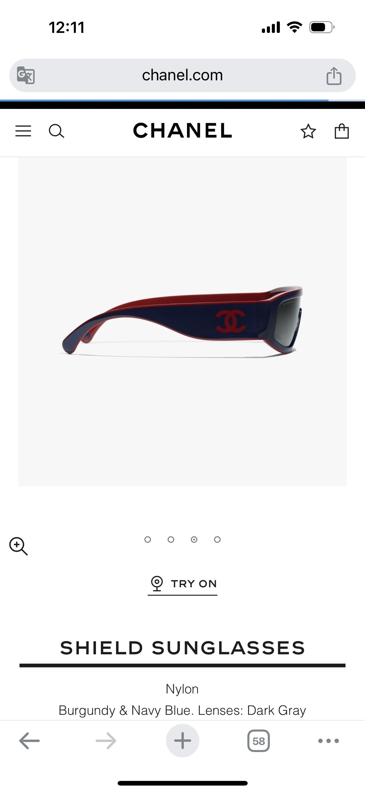 Chanel Shield Sunglasses – Burgundy & Navy Blue Nylon