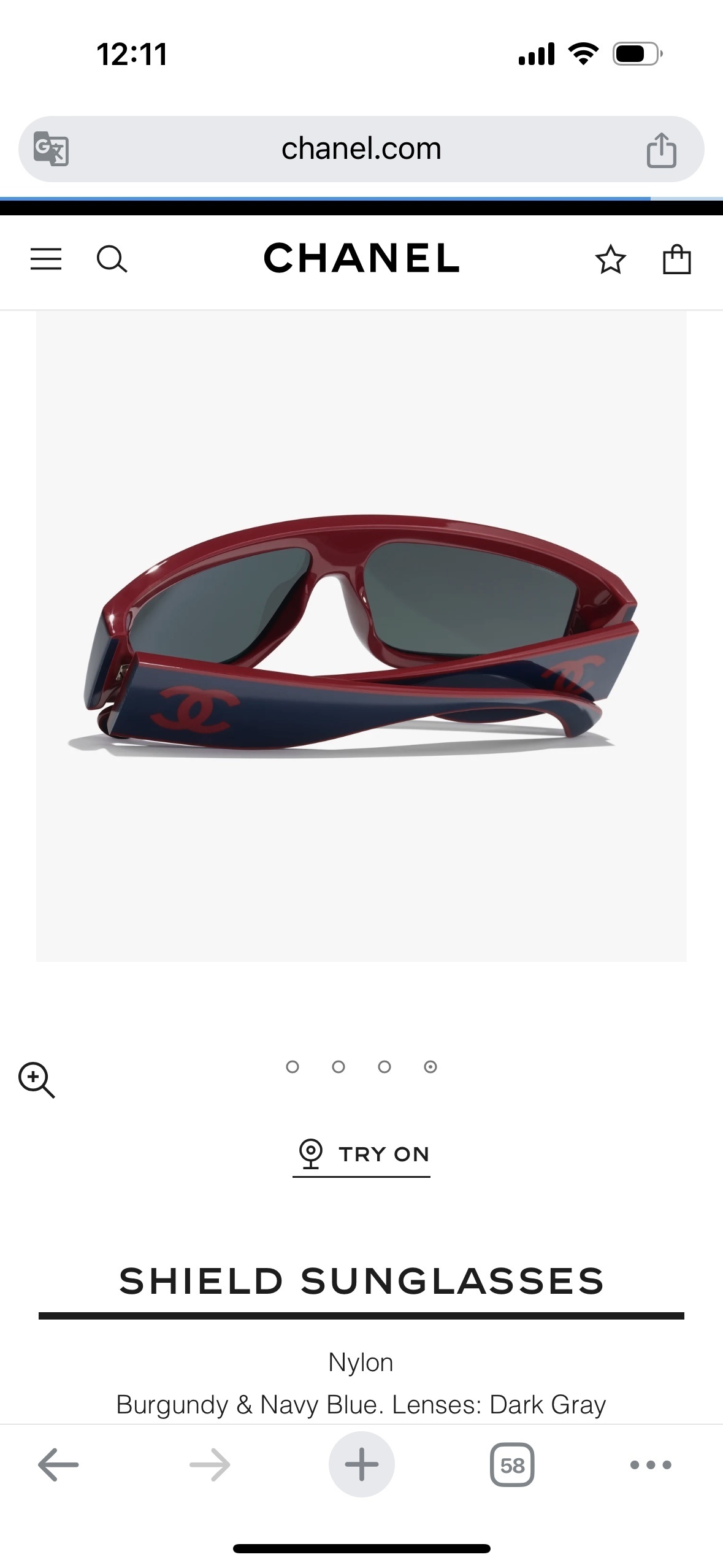 Chanel Shield Sunglasses – Burgundy & Navy Blue Nylon