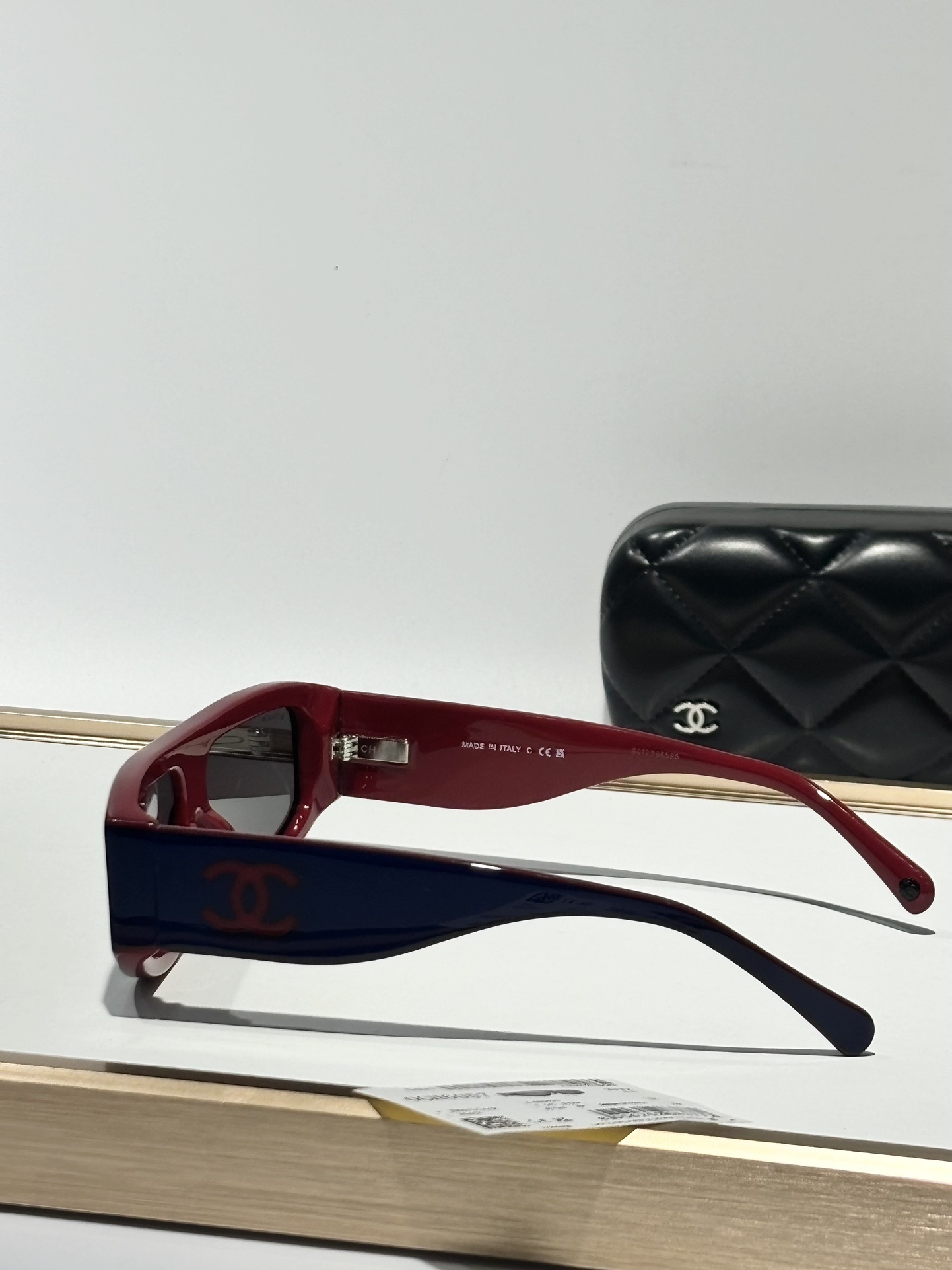 Chanel Shield Sunglasses – Burgundy & Navy Blue Nylon
