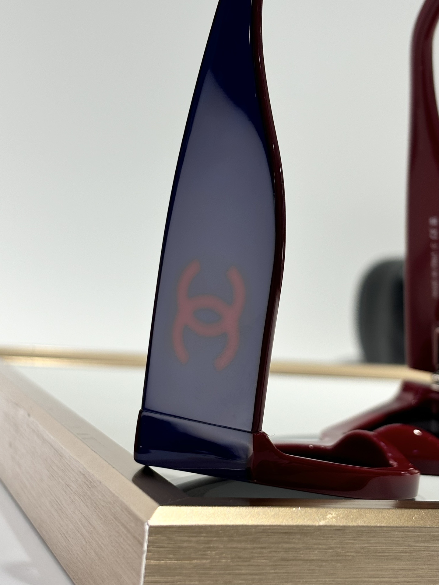 Chanel Shield Sunglasses – Burgundy & Navy Blue Nylon