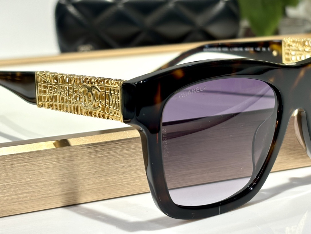 Chanel Oversized Tortoise Sunglasses with Gold Filigree CC Logo