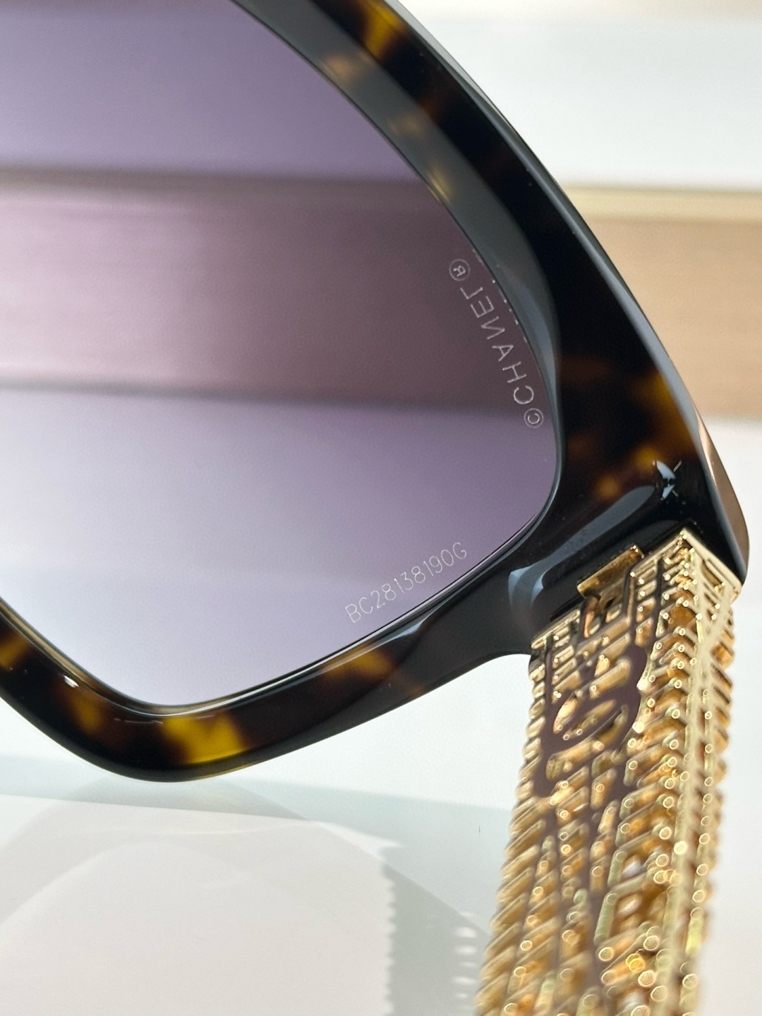 Chanel Oversized Tortoise Sunglasses with Gold Filigree CC Logo