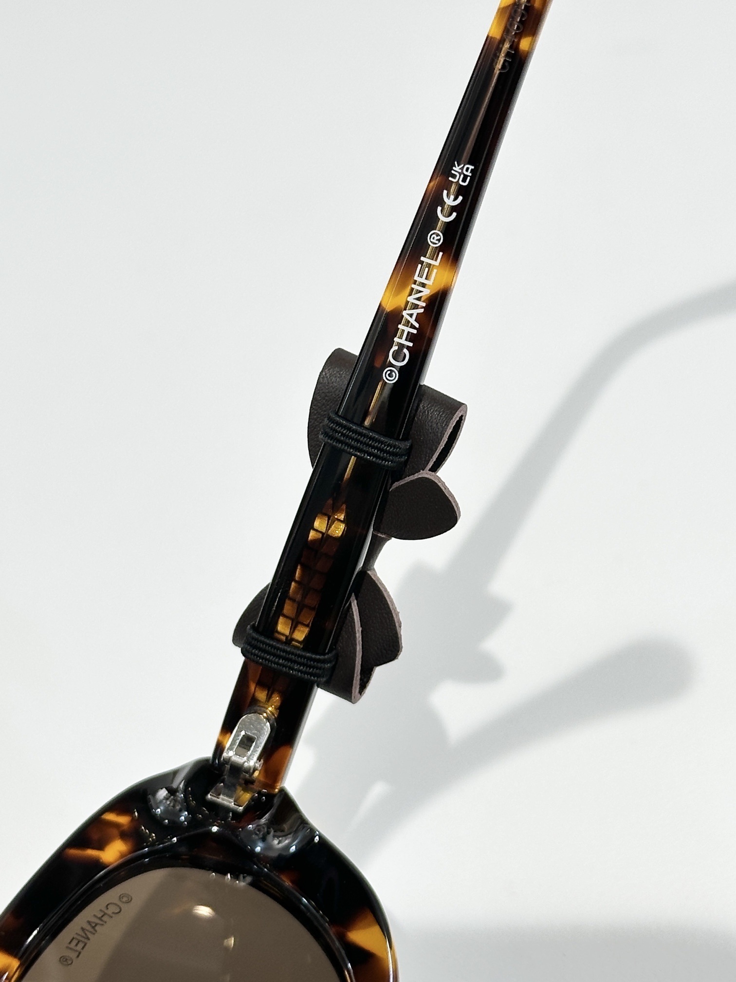 Chanel Cat-Eye Sunglasses with Leather Bow Detail & CC Logo