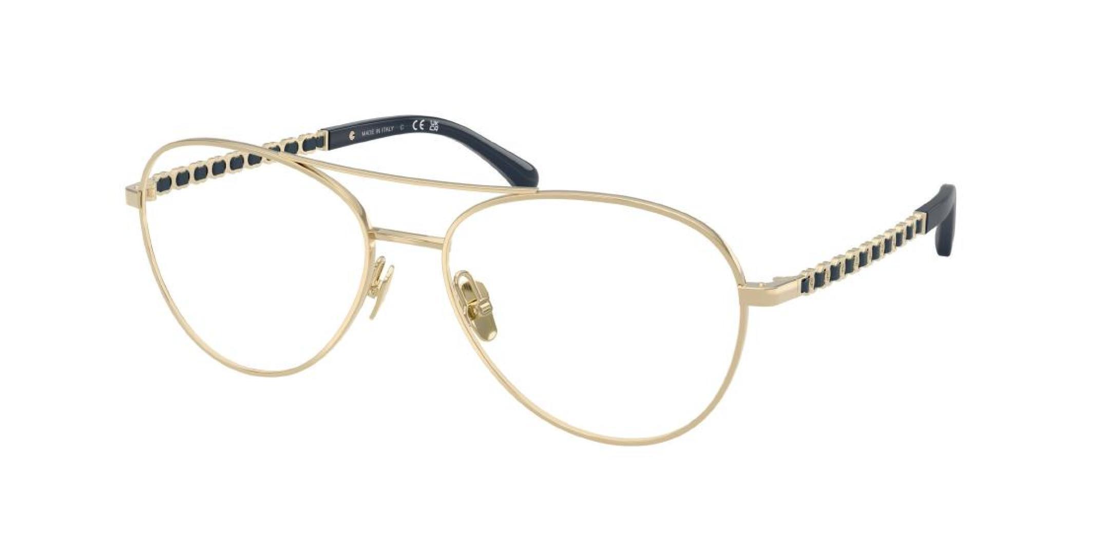 Chanel Gold Pilot Eyeglasses with Interwoven Chain Detail