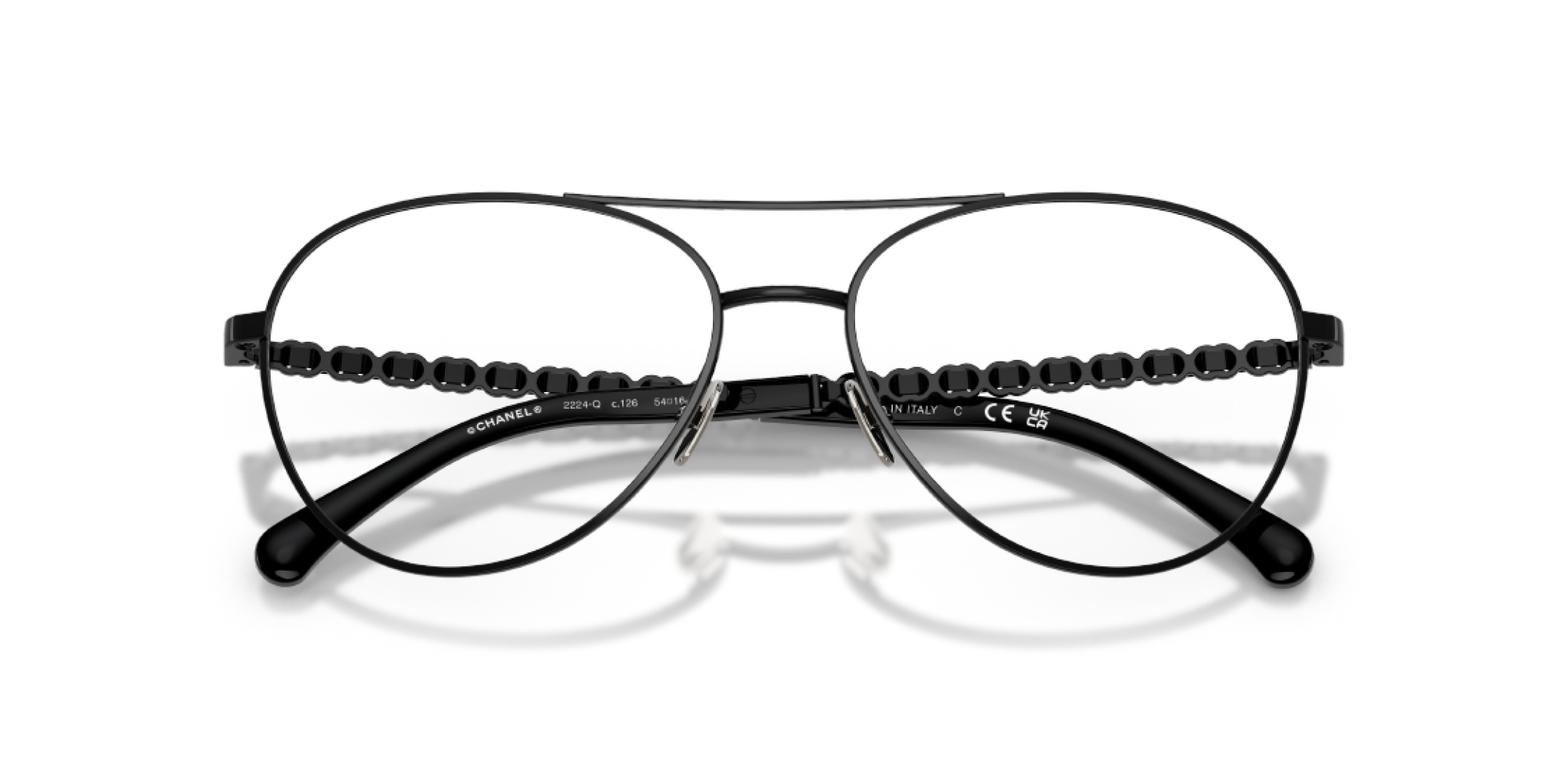 Chanel Black Pilot Optical Glasses – Elegant Chain Temple Design