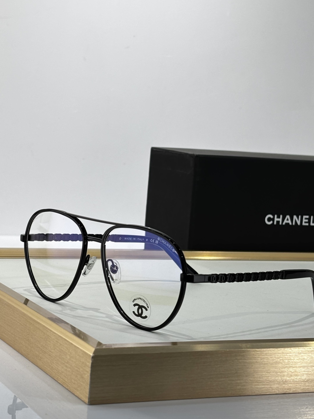 Chanel Luxury Aviator Eyeglasses – Iconic Chain Temple Design