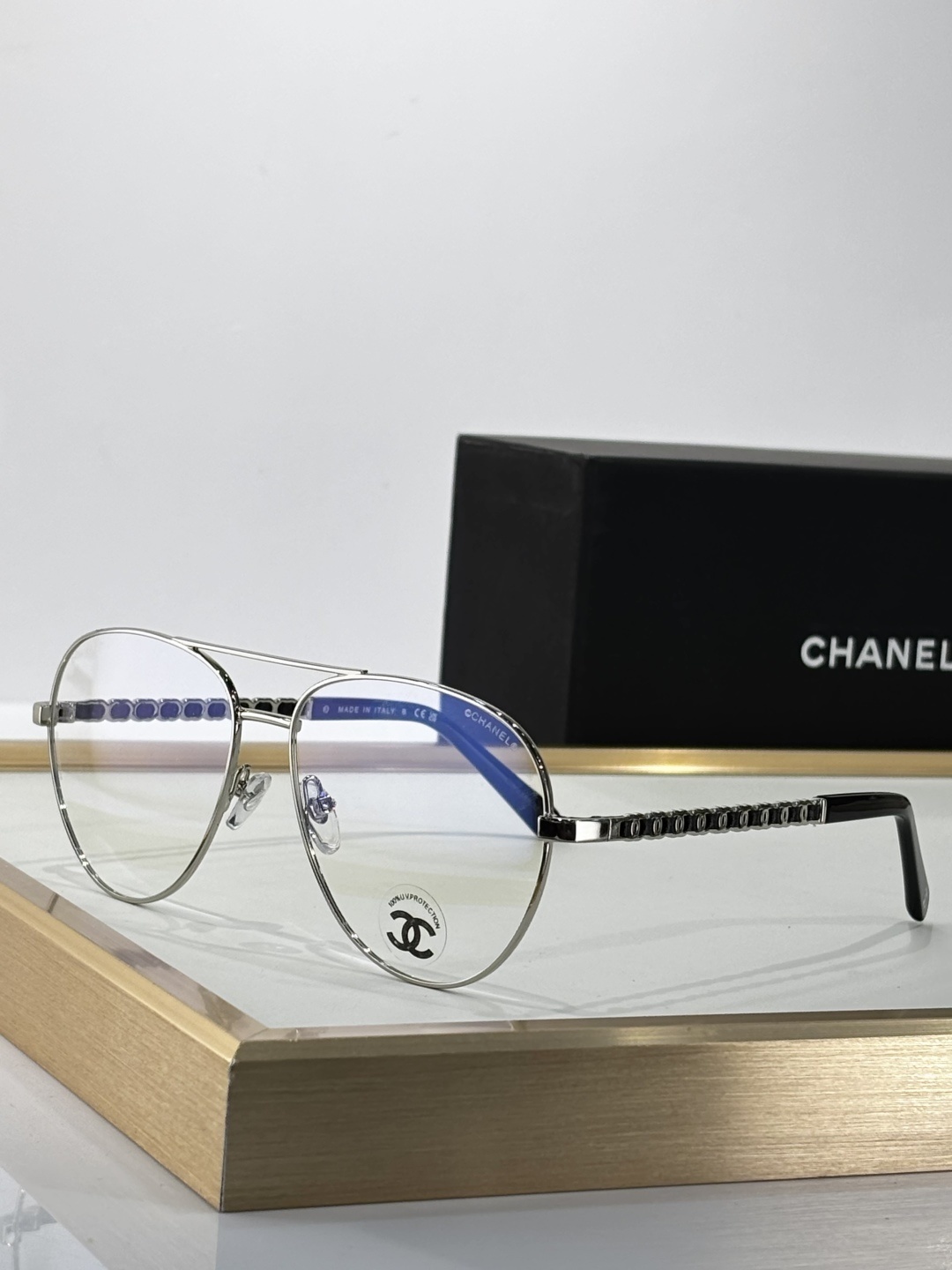 Chanel Luxury Aviator Eyeglasses – Iconic Chain Temple Design