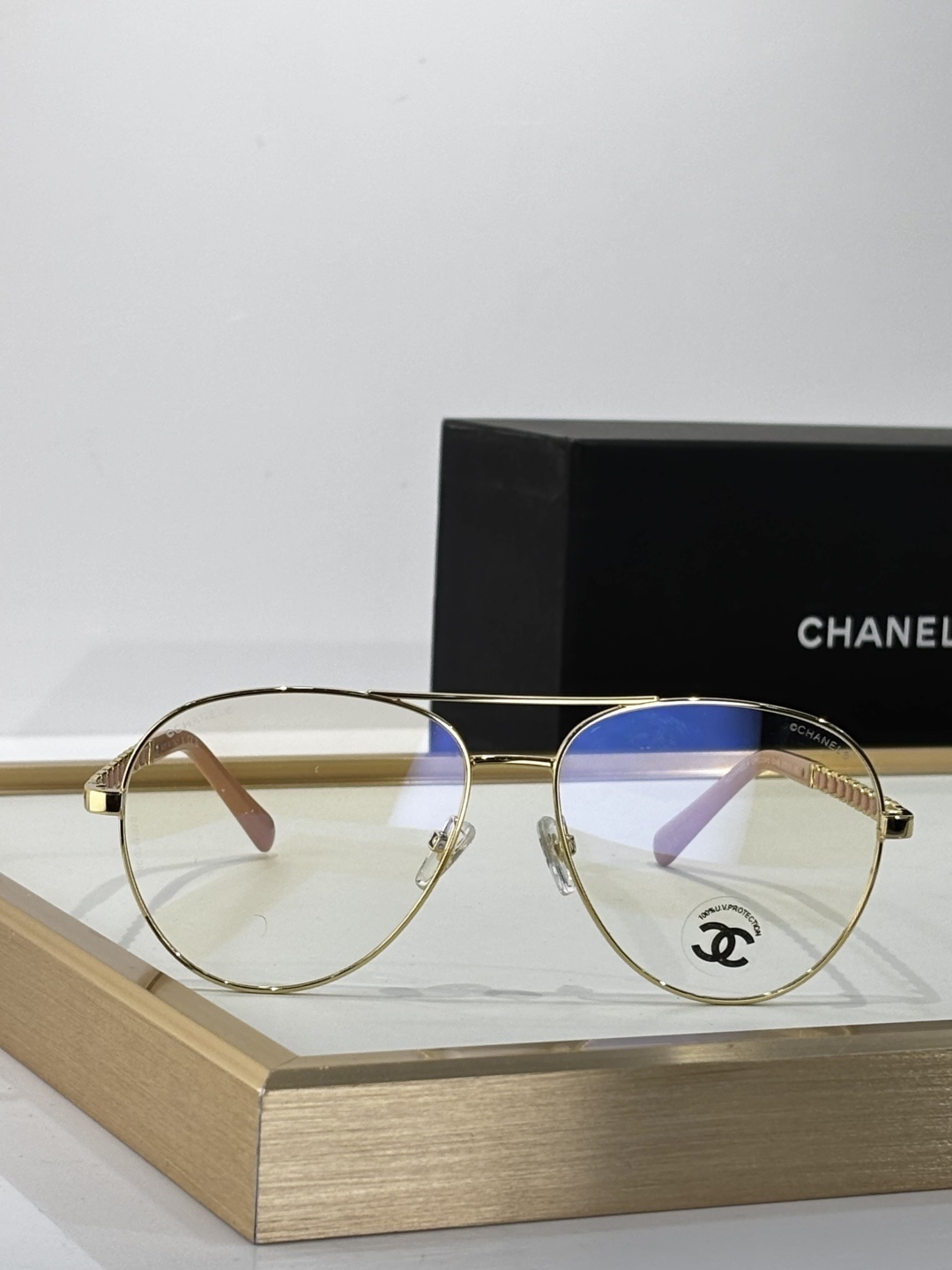 clear Chanel Gold Aviator Glasses – Chanel Gold Aviator Glasses