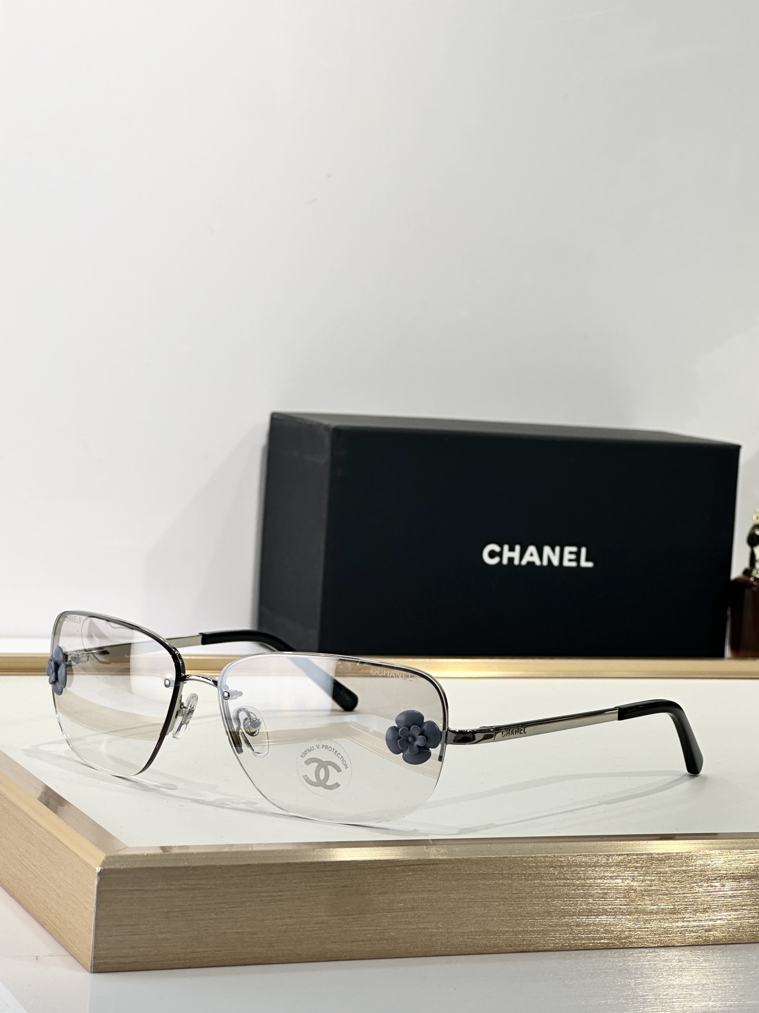 Chanel Camellia Flower Rimless Butterfly Sunglasses – Elegant Eyewear