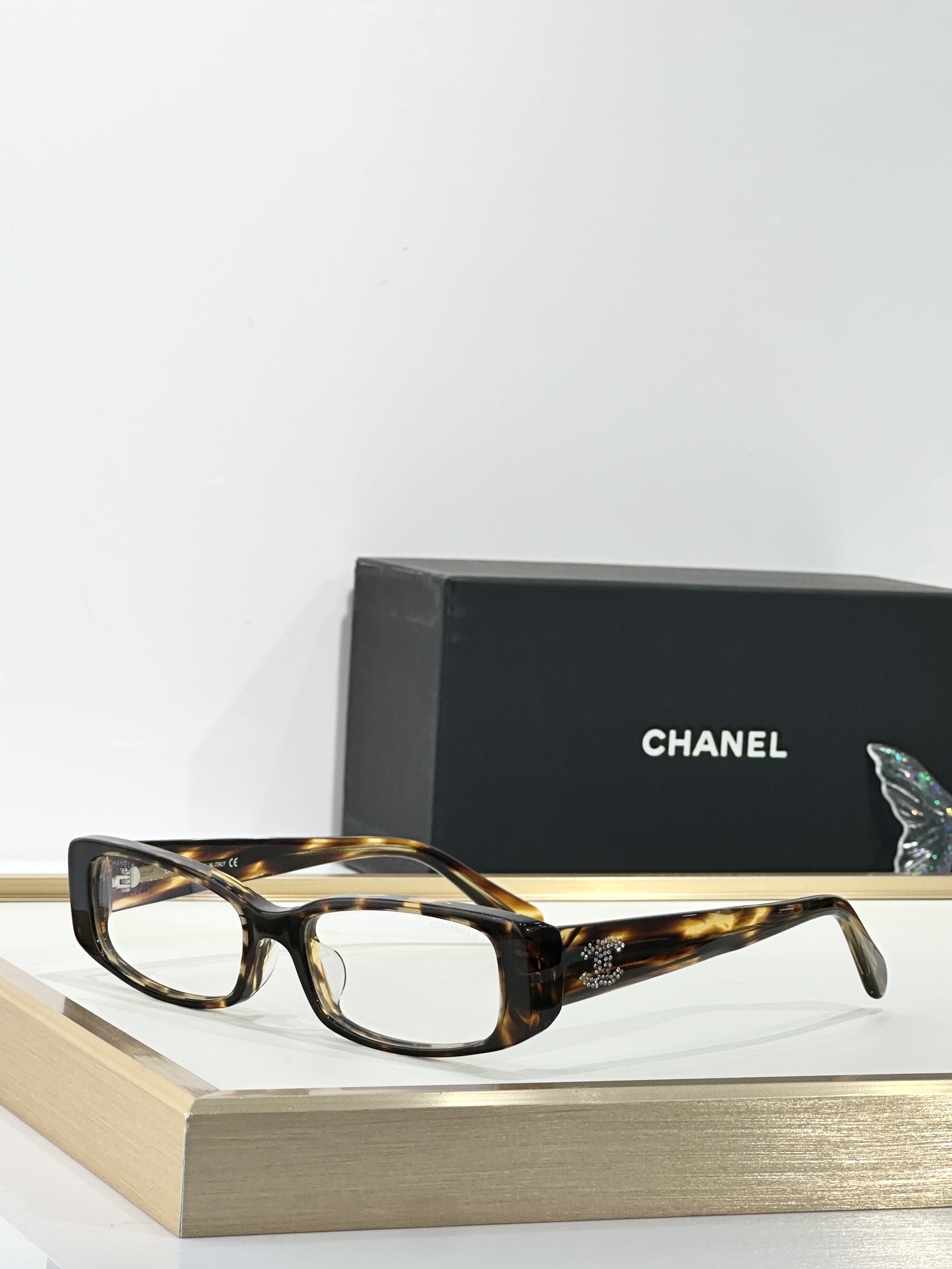 Chanel Crystal CC Logo Rectangular Eyewear – Luxury Fashion Frames