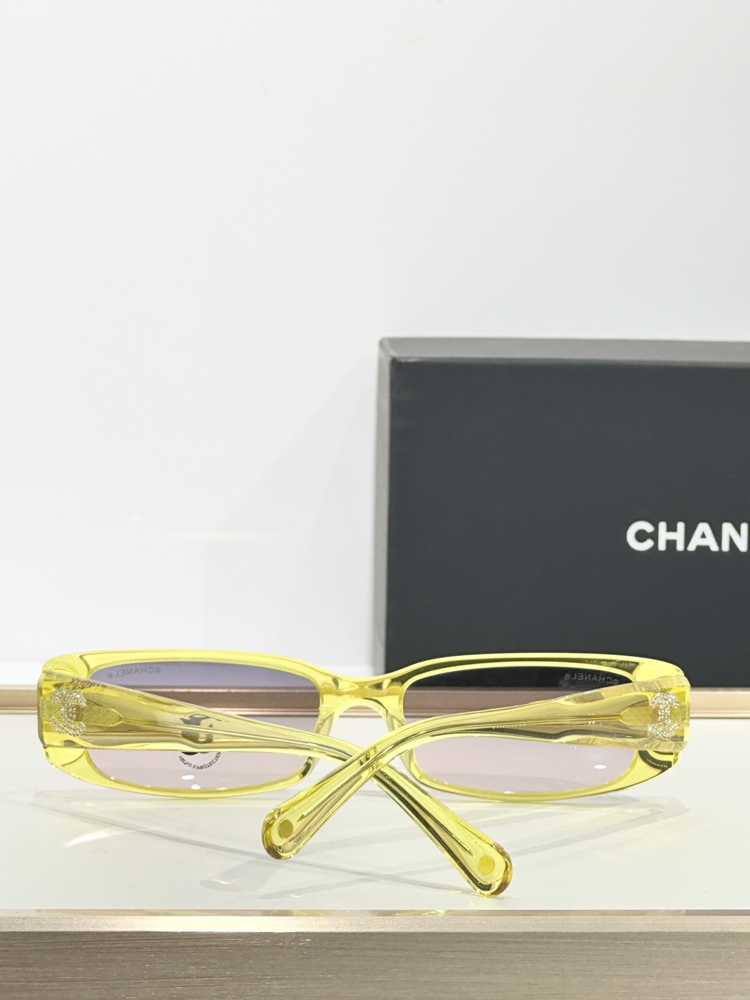 Chanel Rectangular Sunglasses with Crystal CC Logo – Luxury Eyewear
