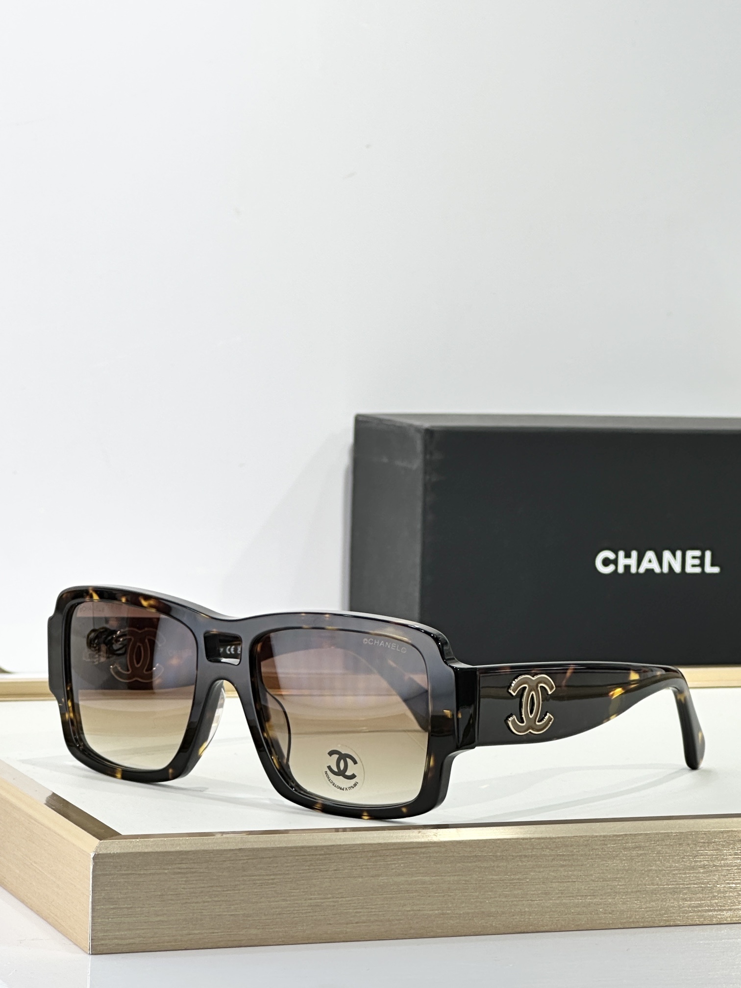Chanel Luxury Oversized Square Sunglasses with Iconic CC Logo