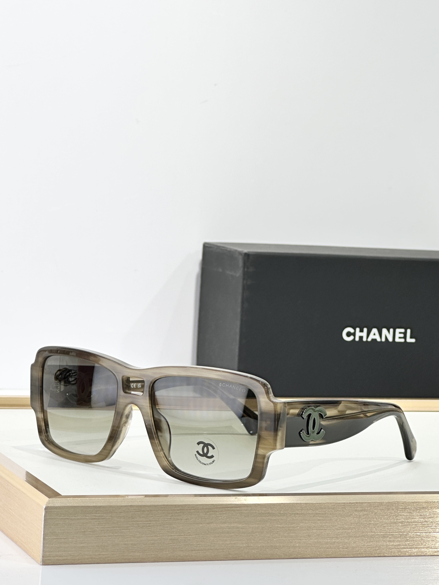 Chanel Luxury Oversized Square Sunglasses with Iconic CC Logo