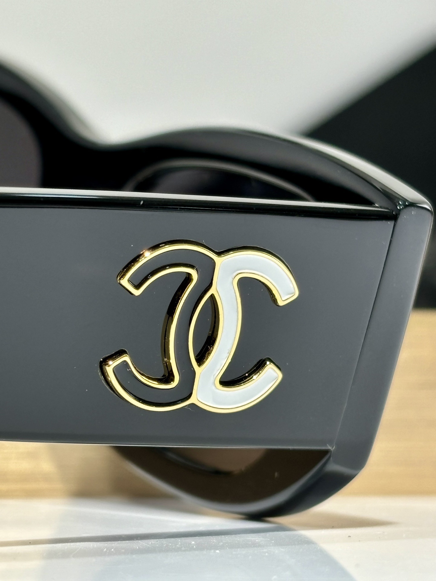Chanel Rectangular Black Sunglasses with Two-Tone CC Logo