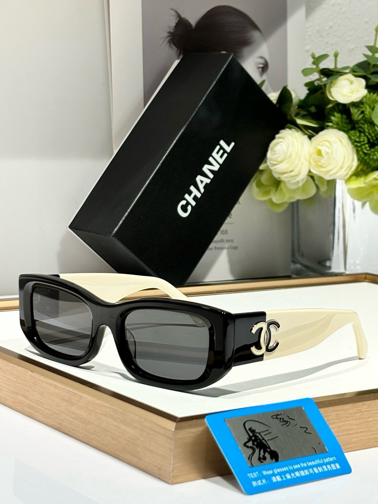 rectangle Chanel Black Ivory Sunglasses – Chanel Black & Ivory