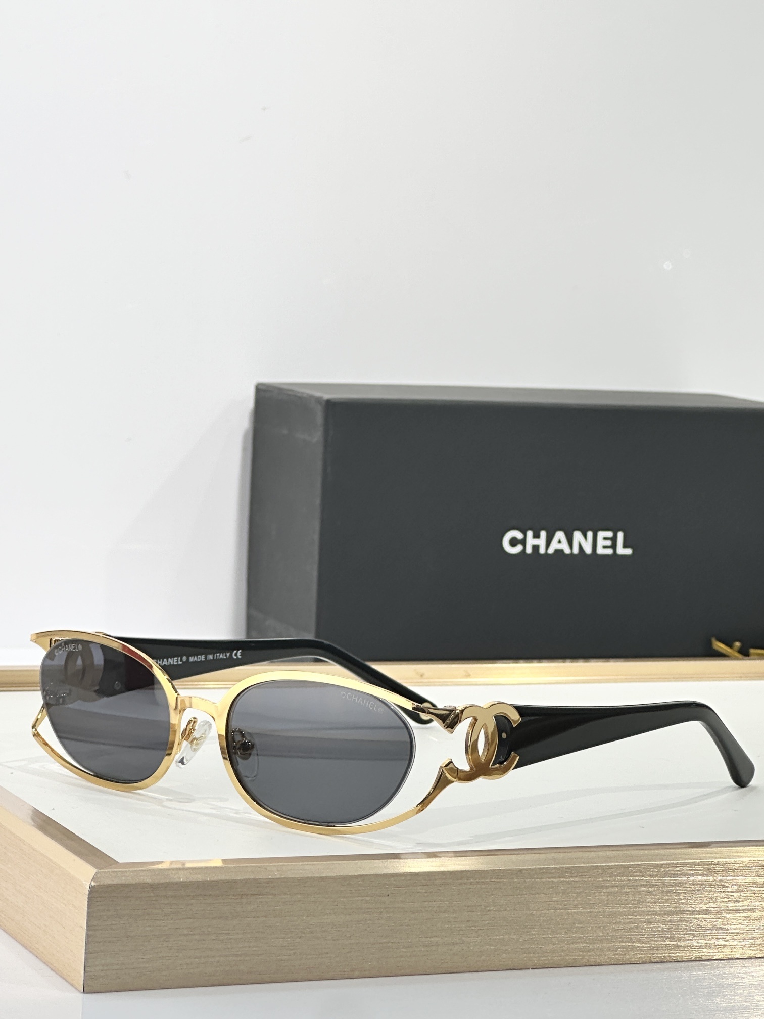 Luxury Chanel Oval Sunglasses – Vintage Metal Frame with CC Logo