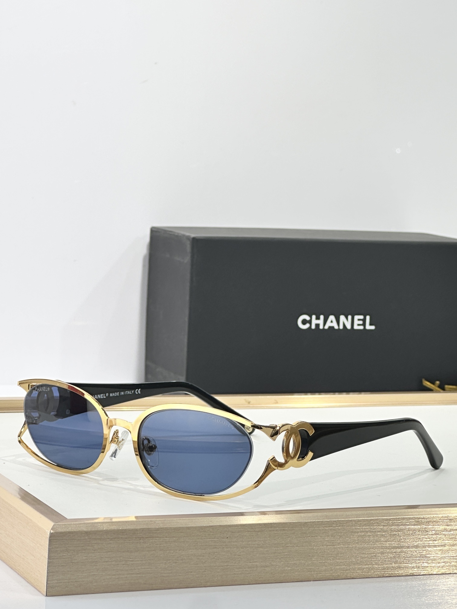 Luxury Chanel Oval Sunglasses – Vintage Metal Frame with CC Logo