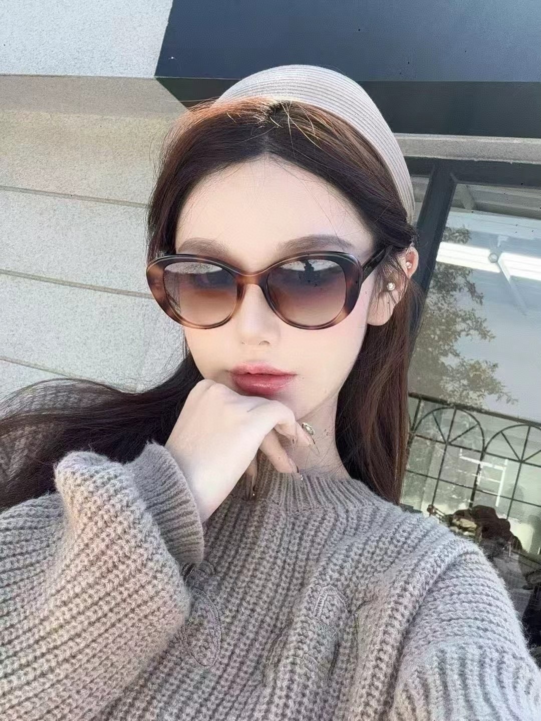 Luxury Women’s Cat-Eye Sunglasses with Designer Letter Temples