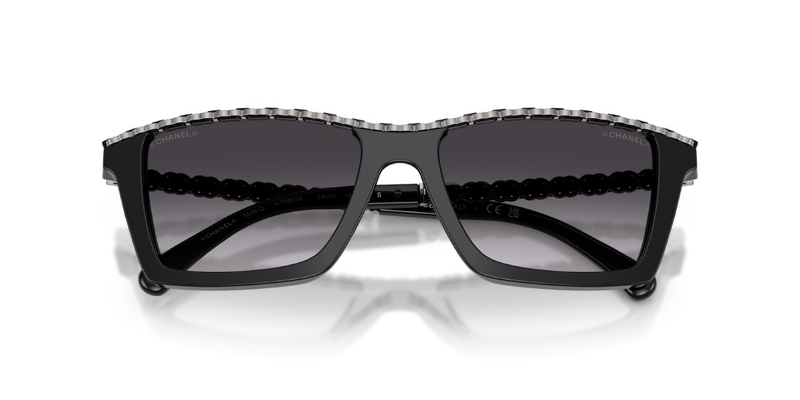 Chanel Iconic Chain Square Sunglasses in Black and Silver