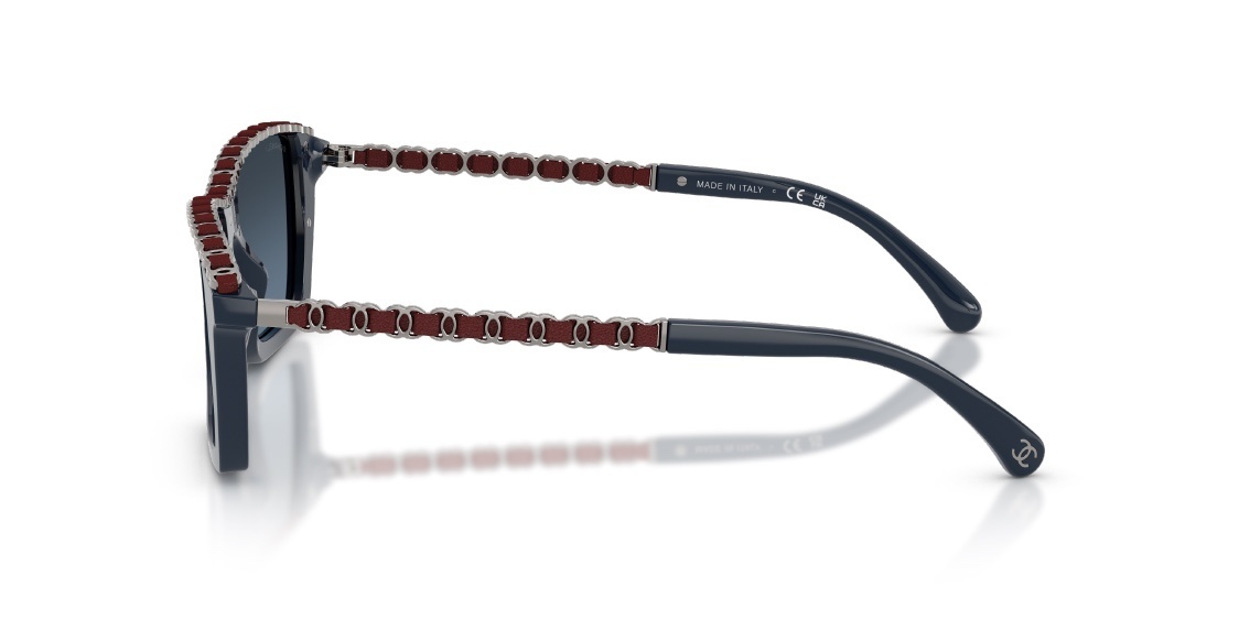 Chanel Emerald Green Square Sunglasses with Gold Chain Detail