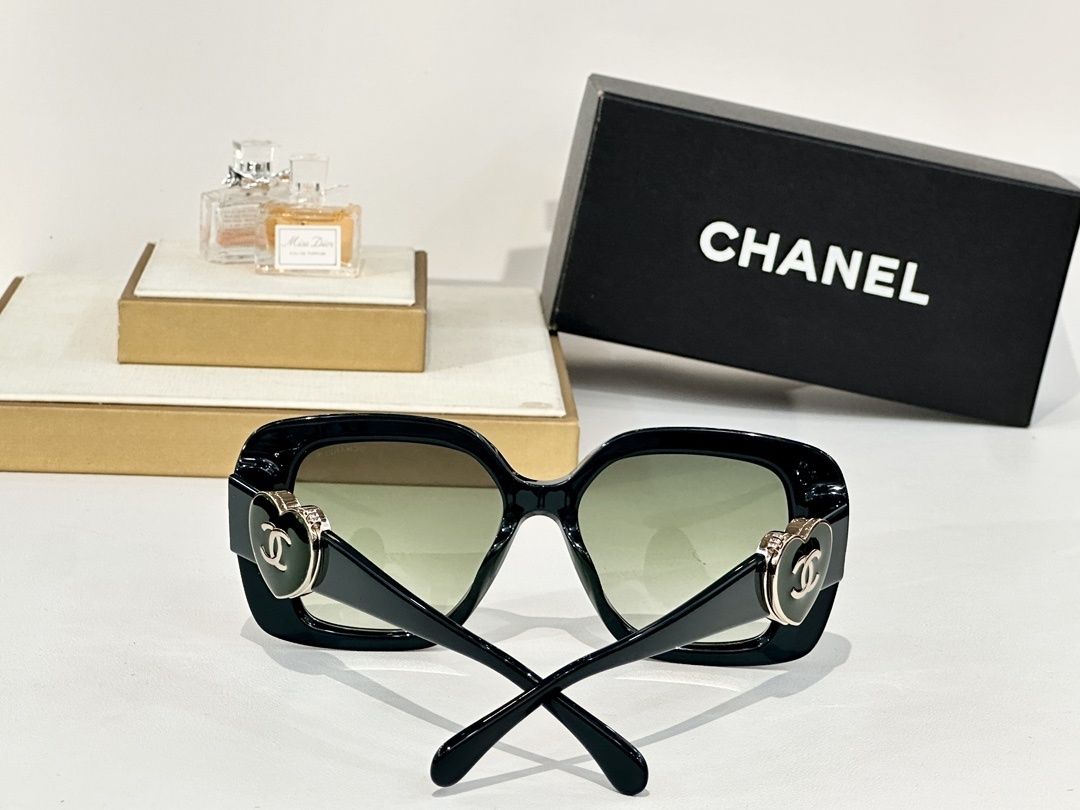 Chanel Oversized Square Sunglasses with Heart CC Logo
