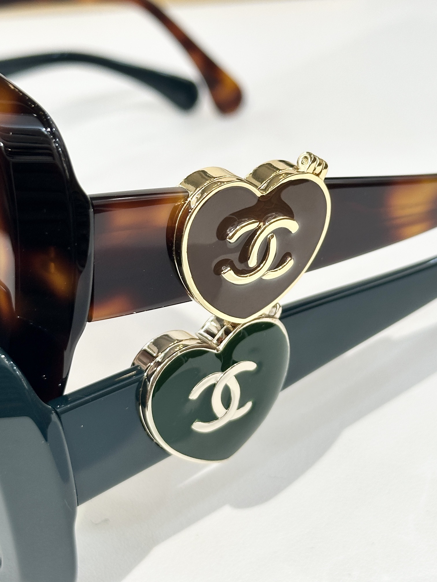 Chanel Oversized Square Sunglasses with Heart CC Logo