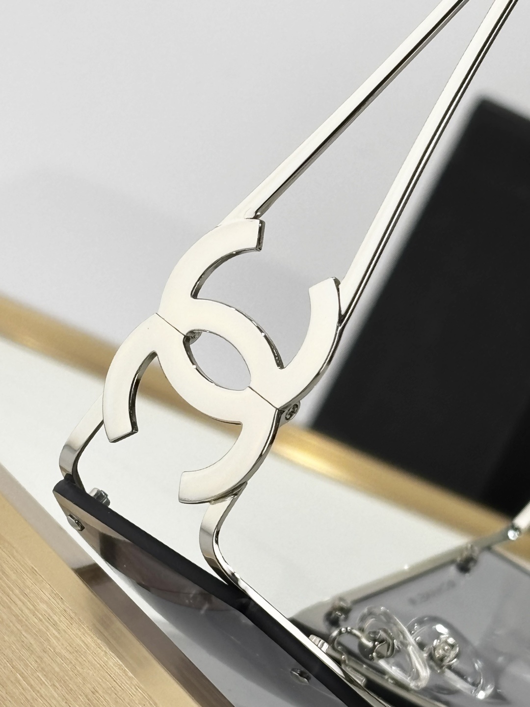 Chanel Vintage Rimless Sunglasses with Silver CC Logo Temples