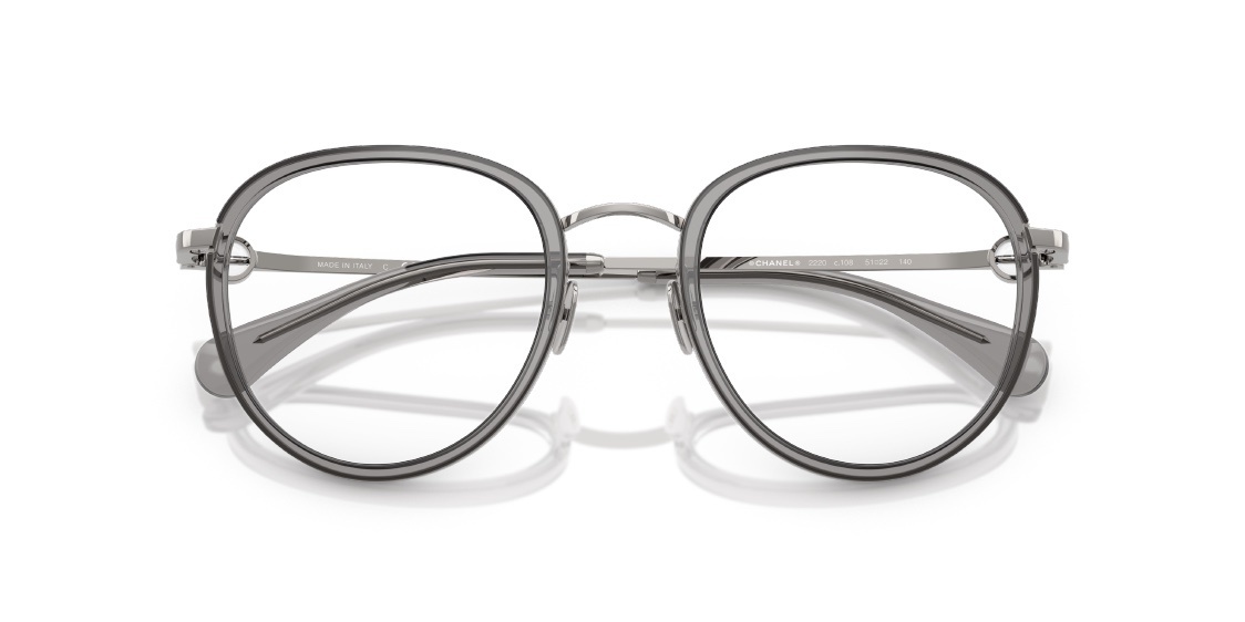 Chanel Luxury Round Grey Optical Glasses – Silver Temples