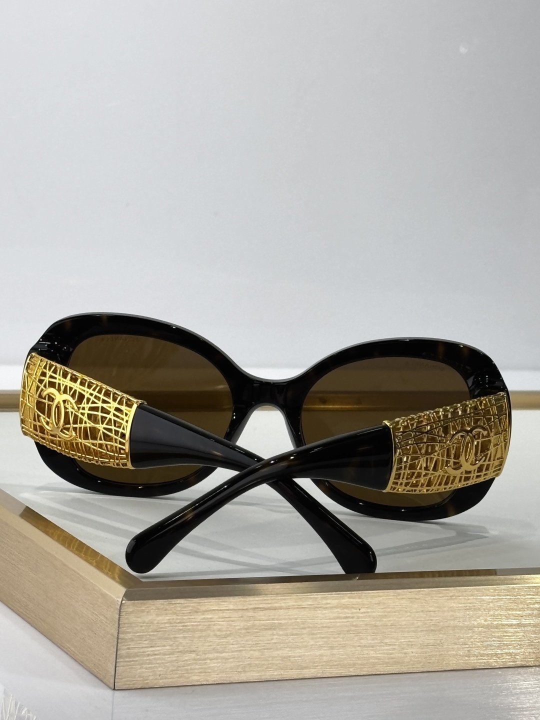 Chanel Tortoise Shell Square Sunglasses – Gold CC Logo Lattice