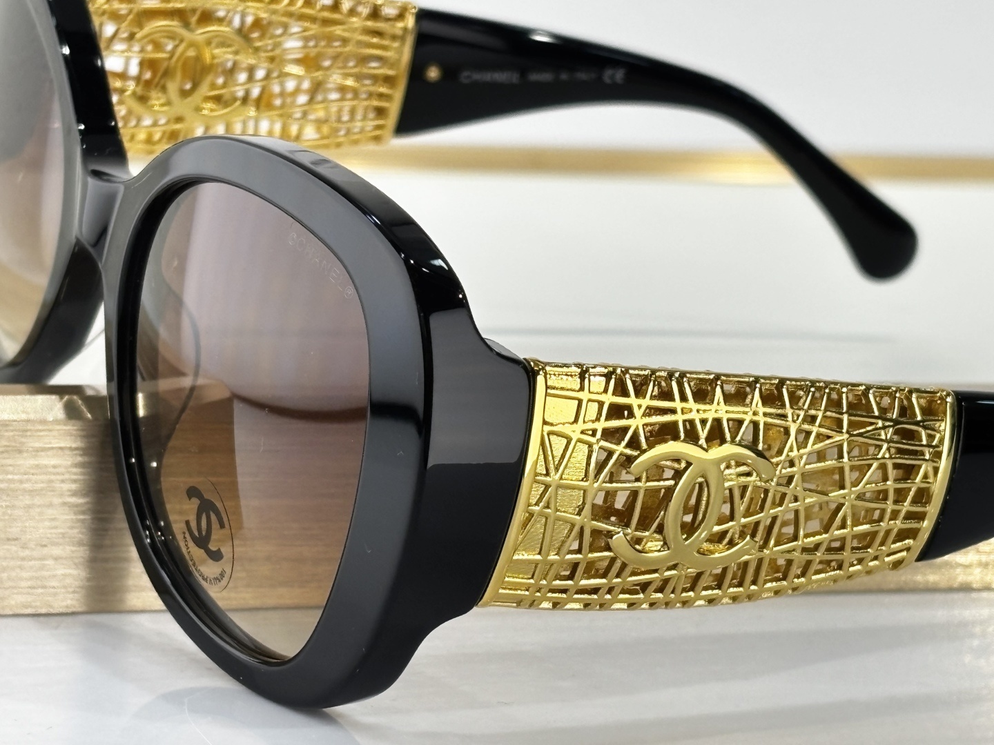 Chanel Tortoise Shell Square Sunglasses – Gold CC Logo Lattice