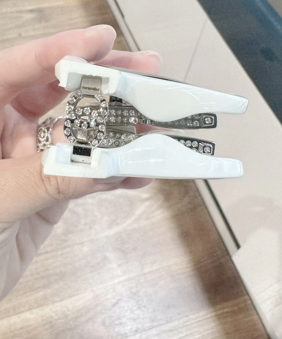 Chanel White Square Sunglasses with Crystal CC Logo & Quilted Temples