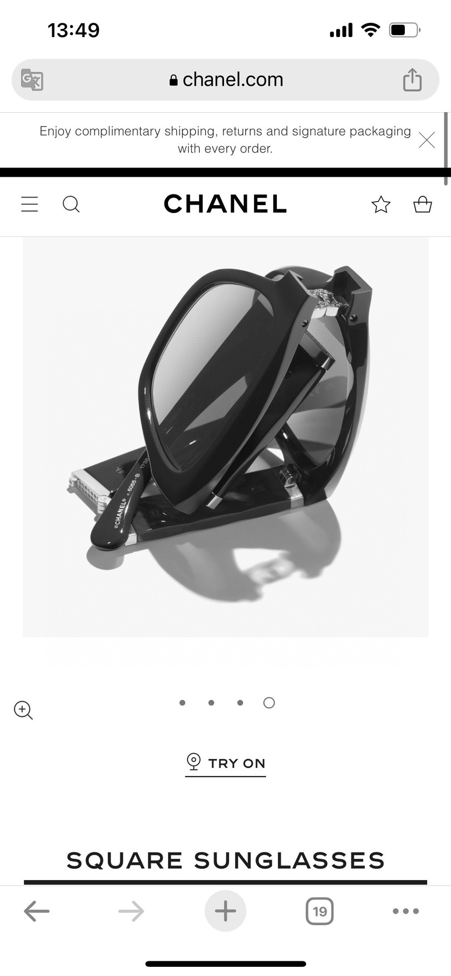 Chanel Black Acetate Foldable Sunglasses – New!