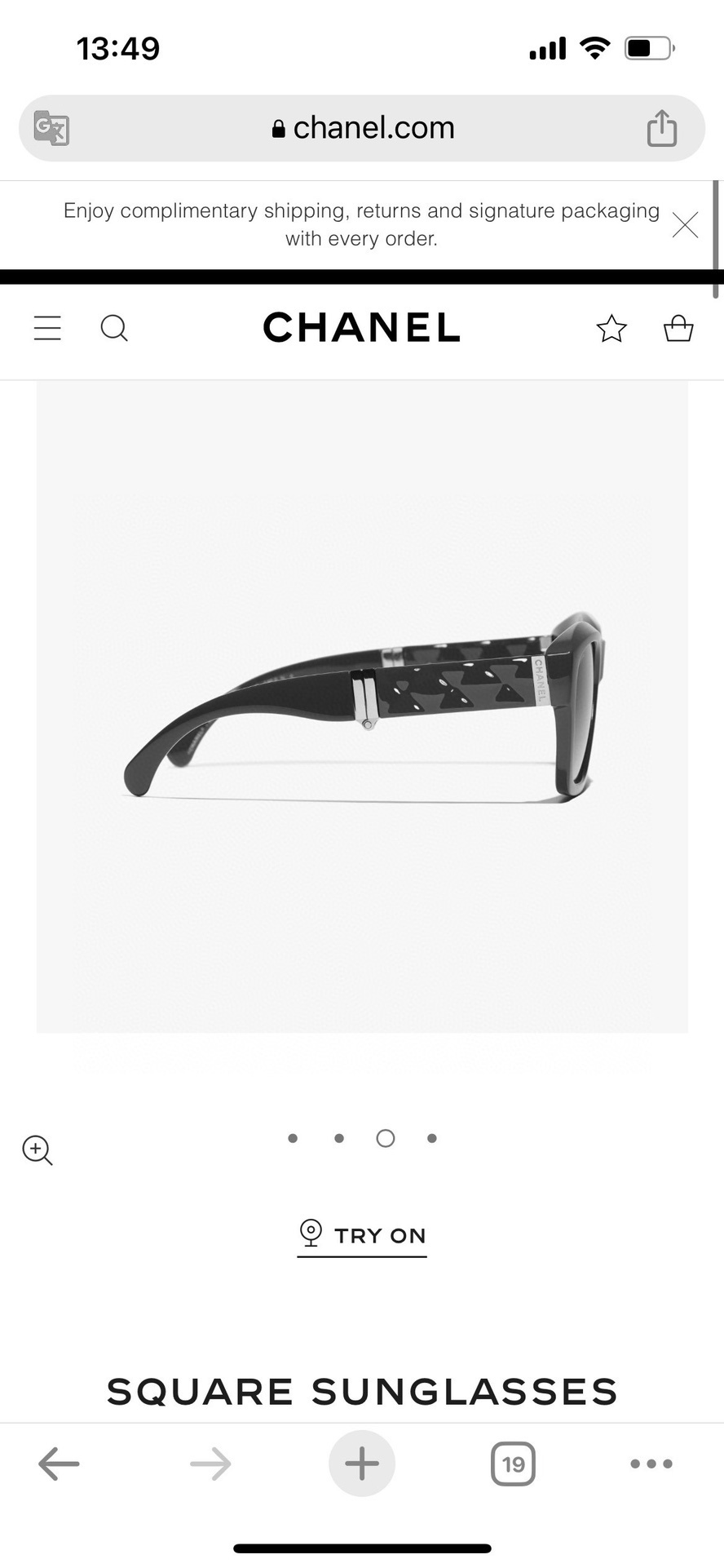 Chanel Black Acetate Square Folding Sunglasses – Polarized Gray