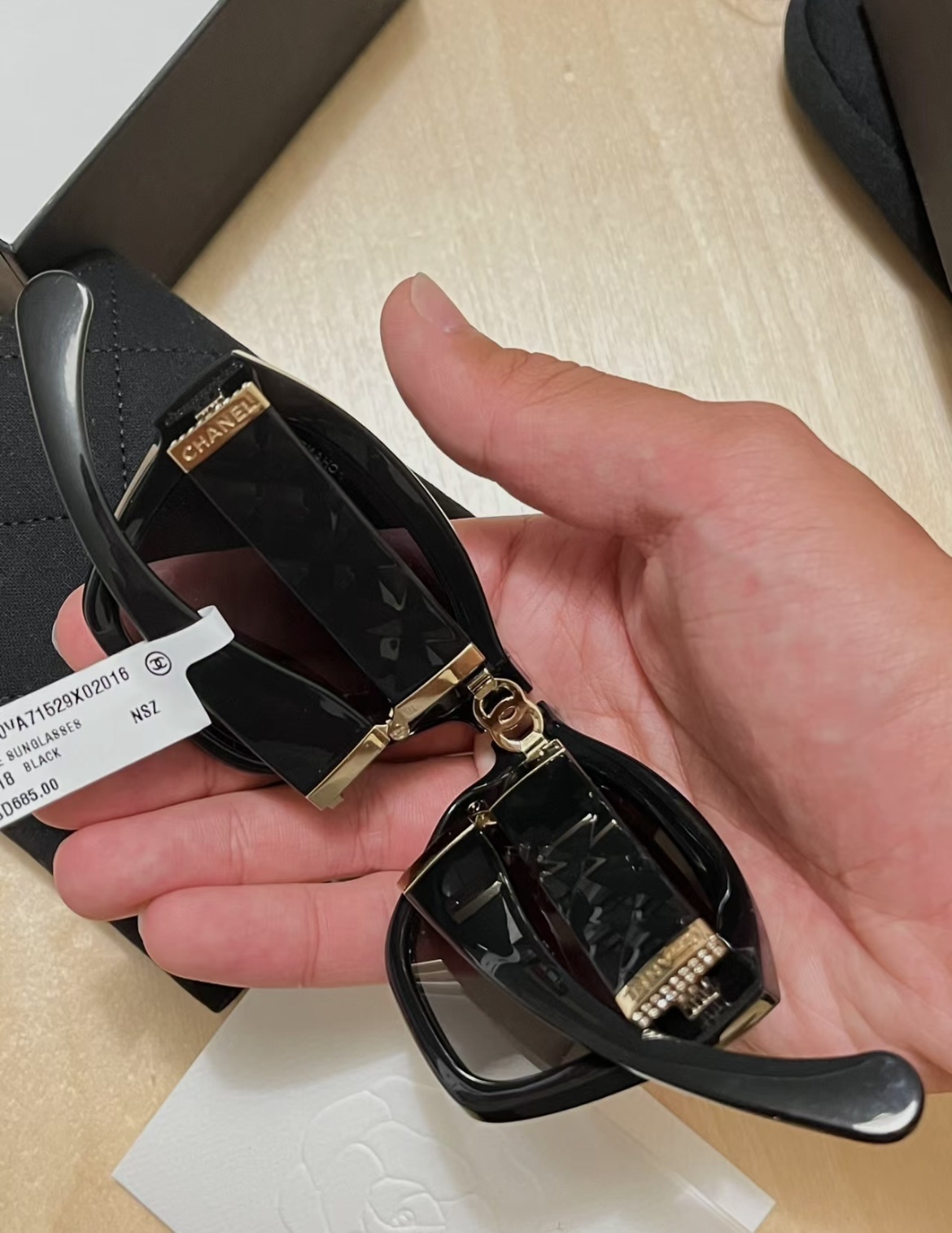 Luxury Black Square Sunglasses for Women with Gold Accents