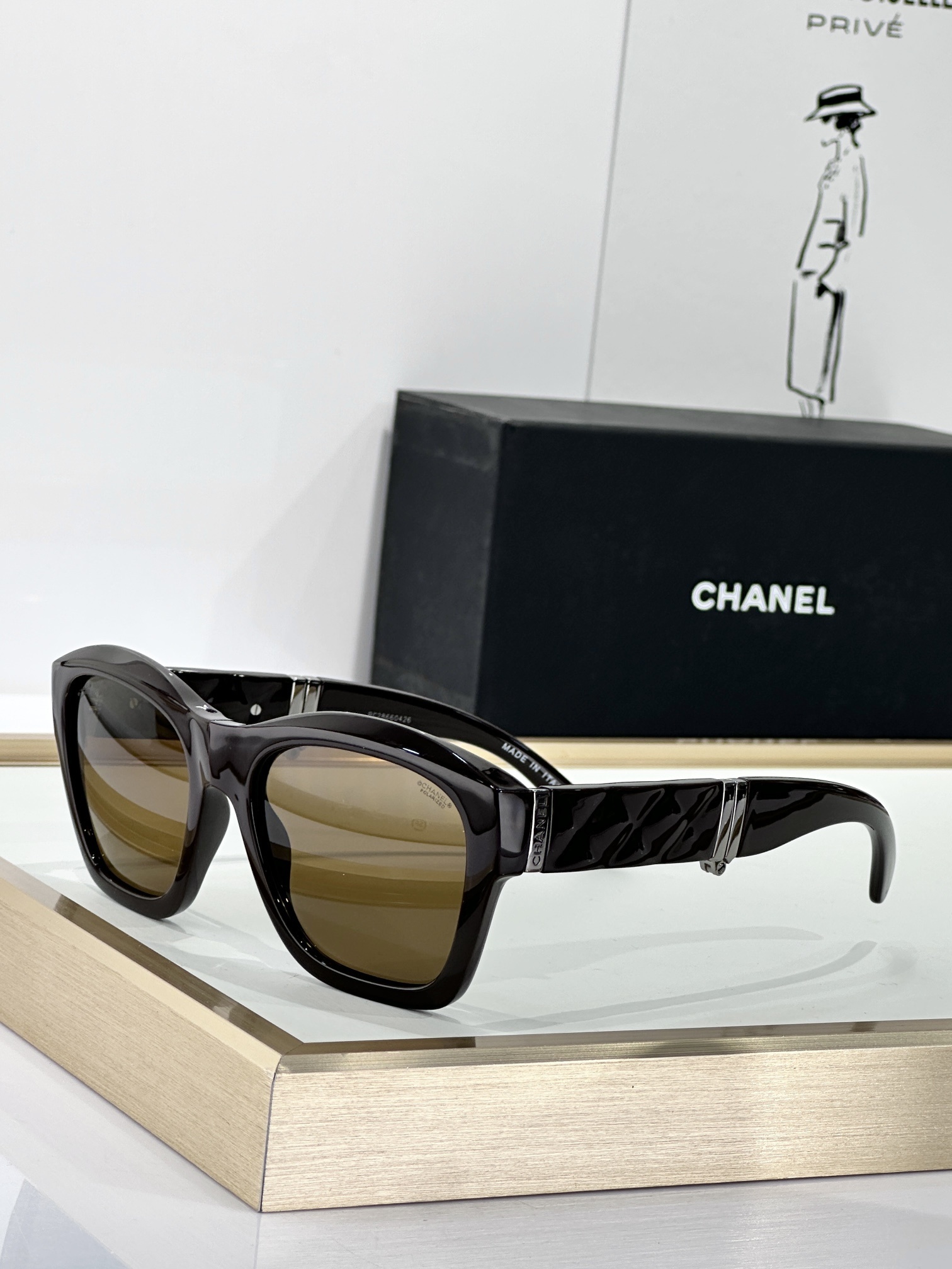 Chanel Luxury Oversized Quilted Square Sunglasses for Women