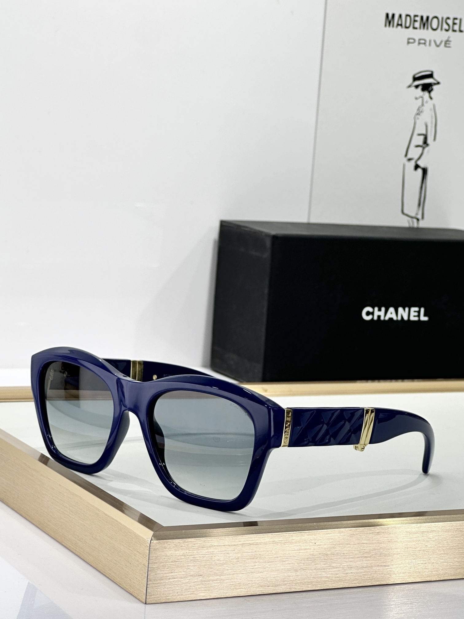 Chanel Luxury Oversized Quilted Square Sunglasses for Women