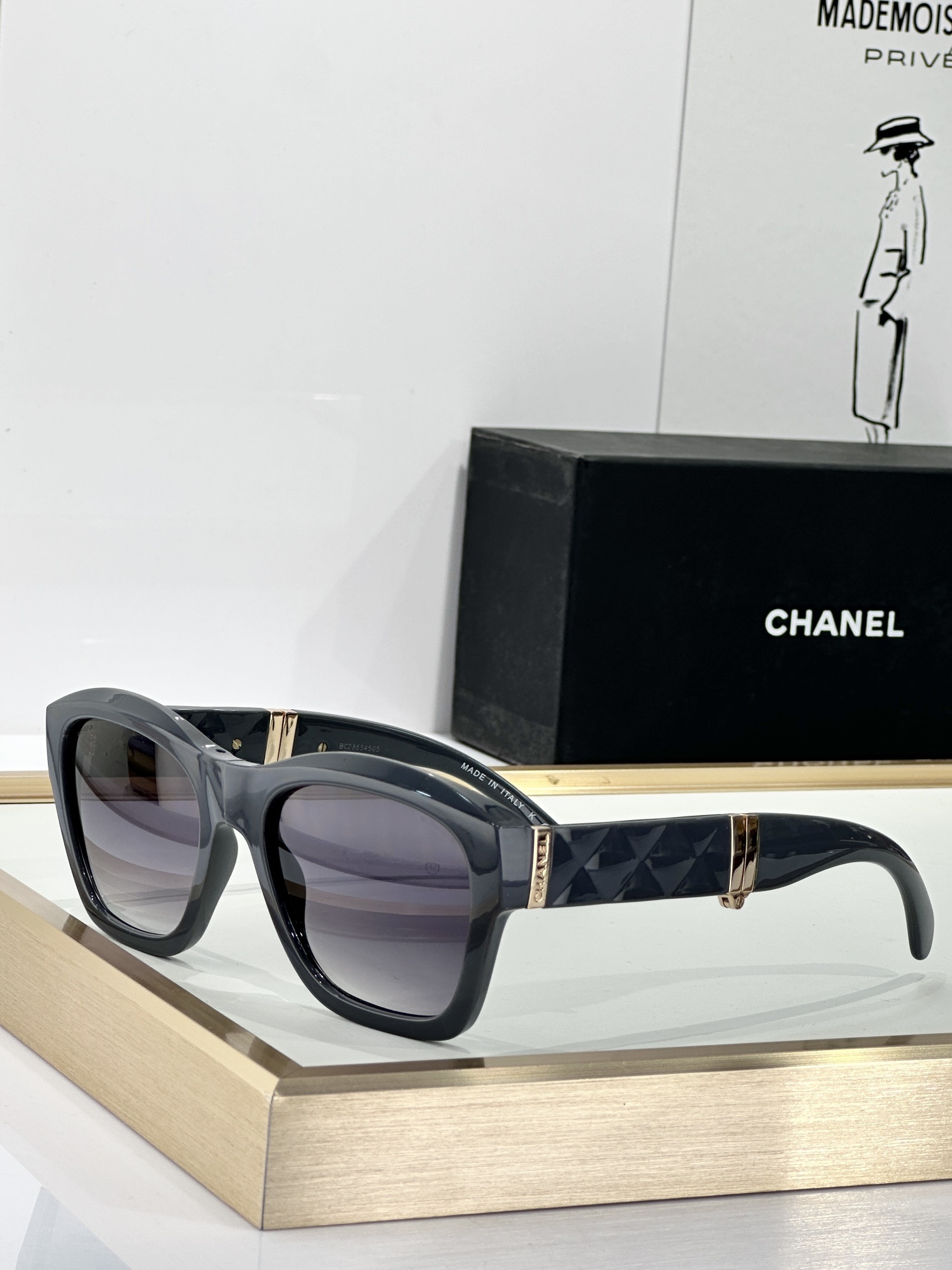 Chanel Luxury Oversized Quilted Square Sunglasses for Women