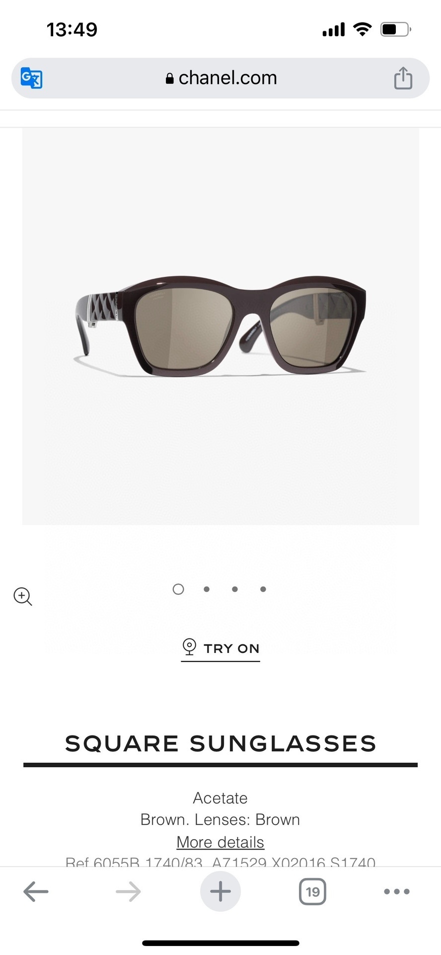 Chanel Luxury Square Acetate Sunglasses with Gradient Lenses