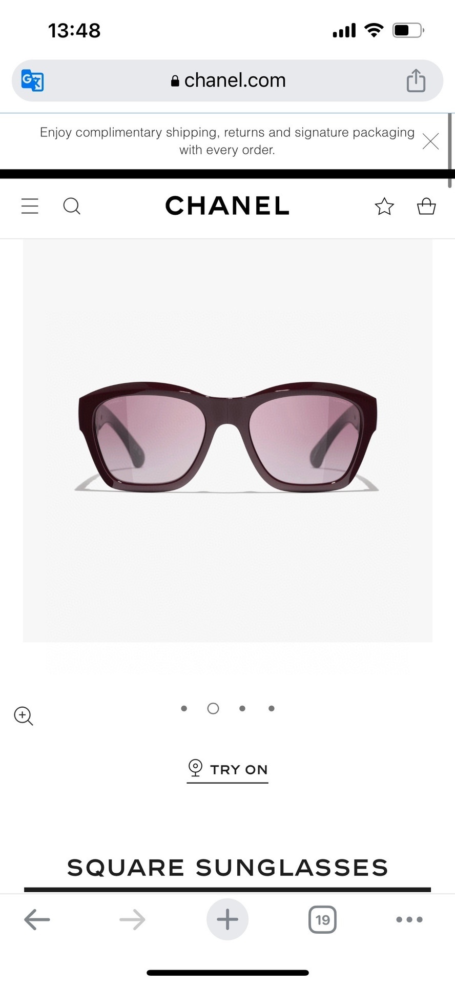 Chanel Luxury Square Acetate Sunglasses with Gradient Lenses