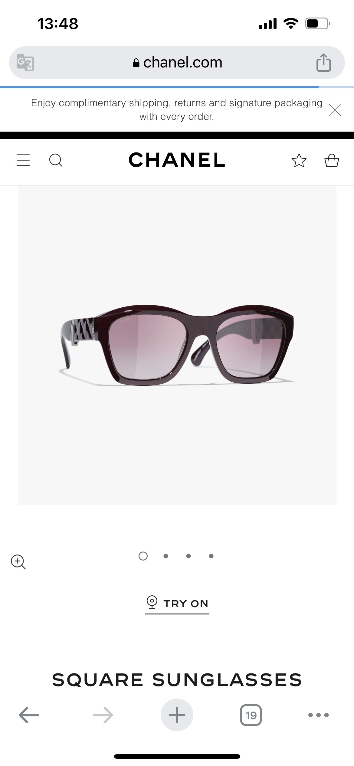 Chanel Square Burgundy Sunglasses – Acetate Frame with Quilted Arms