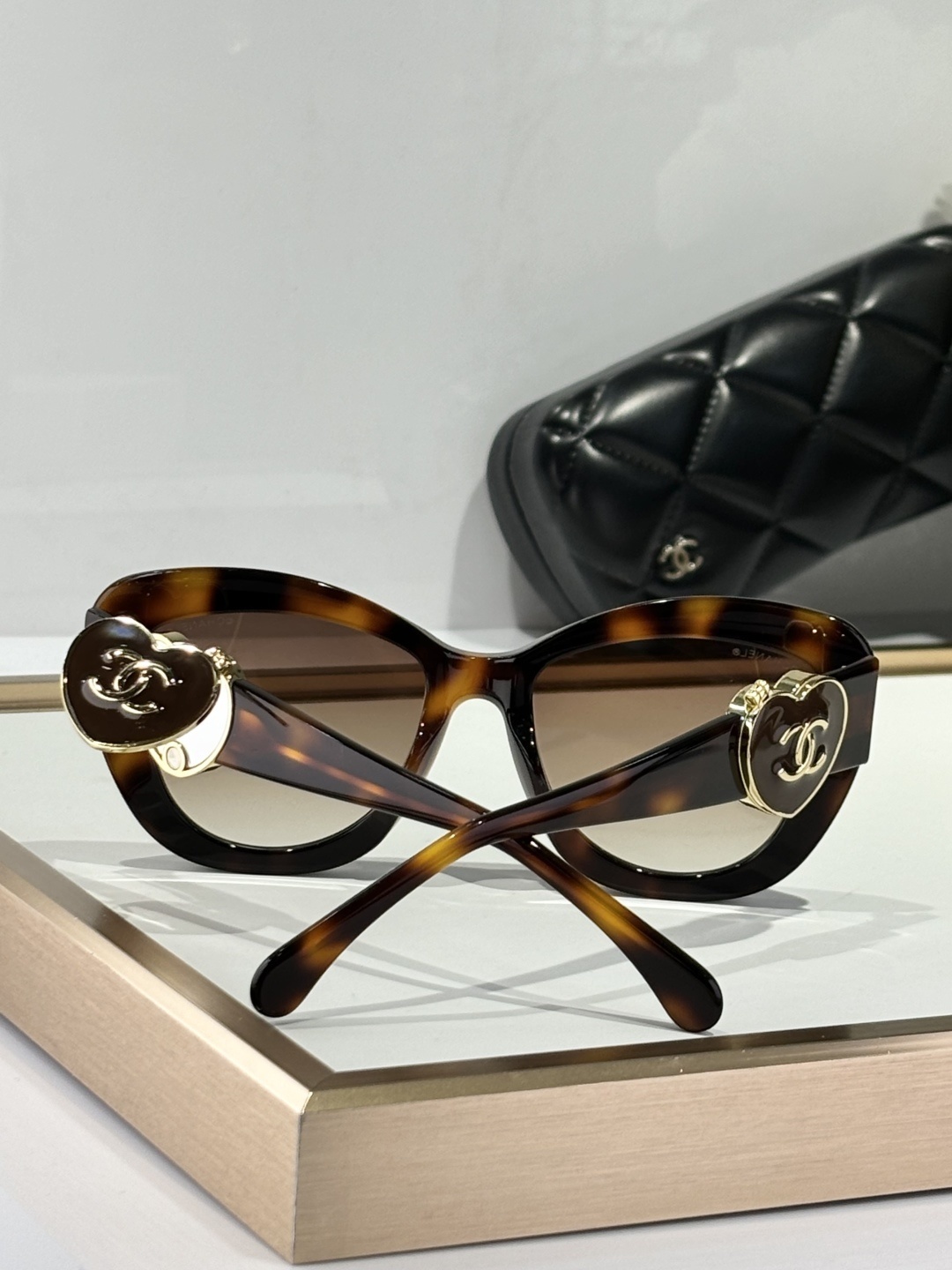 Chanel OCH5517 Tortoise Butterfly Sunglasses with Heart CC Logo