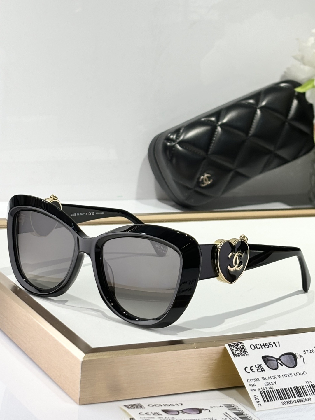Chanel OCH5517 Oversized Sunglasses with Heart CC Logo Detail